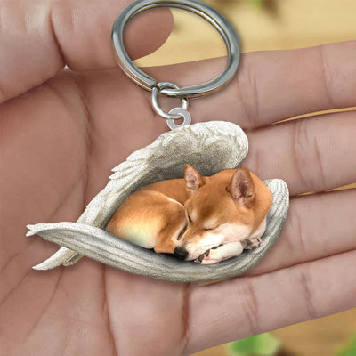 Sleeping Angel Acrylic Keychain Shiba Inu