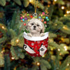 Shih Tzu In Snow Pocket Christmas Ornament SP009