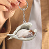 Sleeping Angel Acrylic Keychain Turkish Van Cat