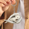 Sleeping Angel Acrylic Keychain West Highland